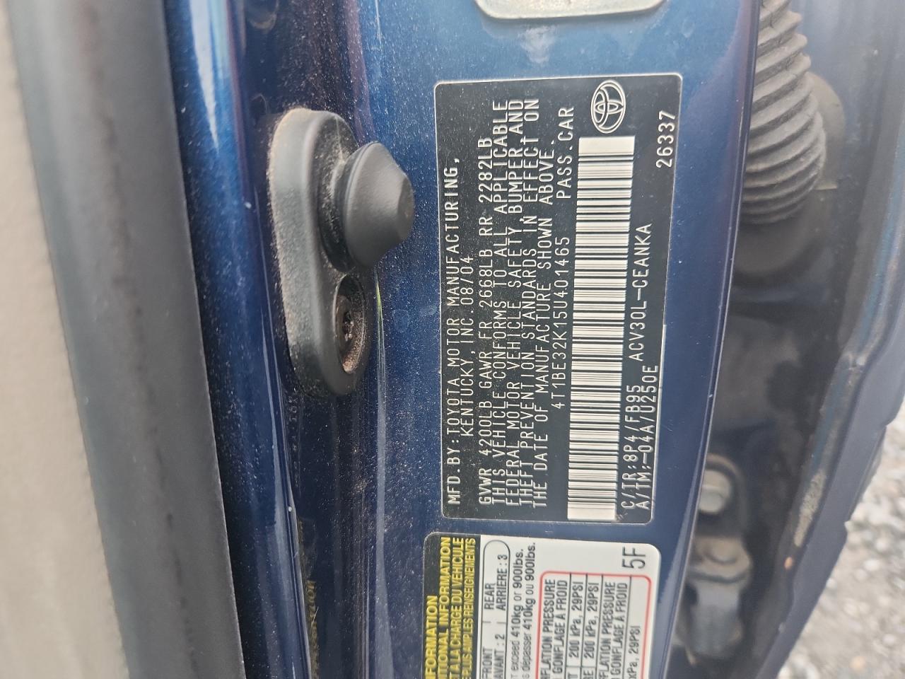 2005 Toyota Camry Le VIN: 4T1BE32K15U401465 Lot: 84410985