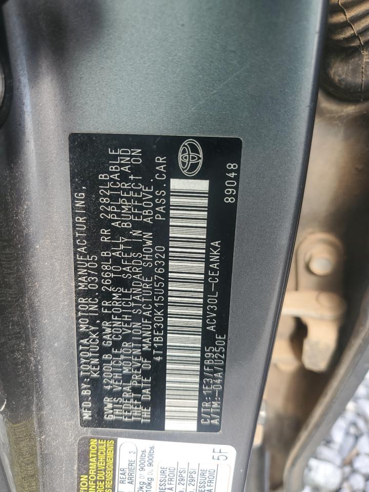 2005 Toyota Camry Le VIN: 4T1BE30K15U576320 Lot: 81715655