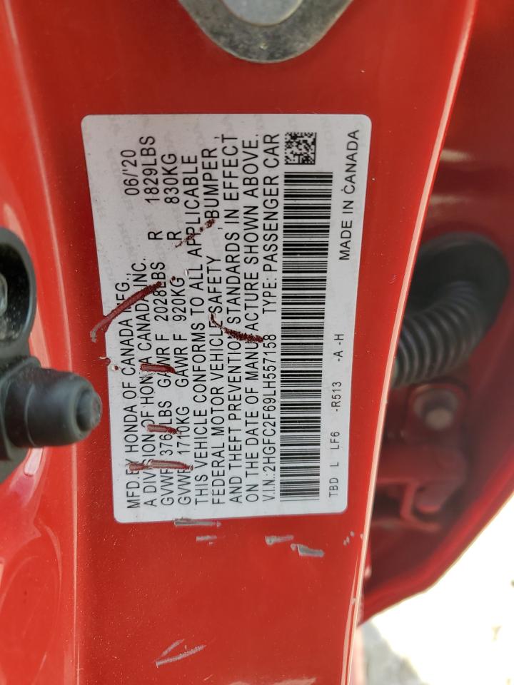 2020 Honda Civic Lx VIN: 2HGFC2F69LH557158 Lot: 71499065