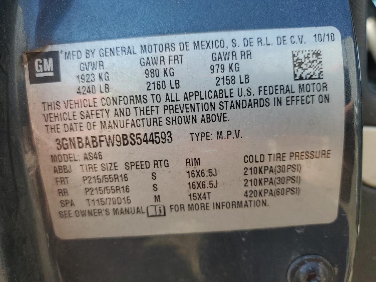 2011 Chevrolet Hhr Lt VIN: 3GNBABFW9BS544593 Lot: 80555595