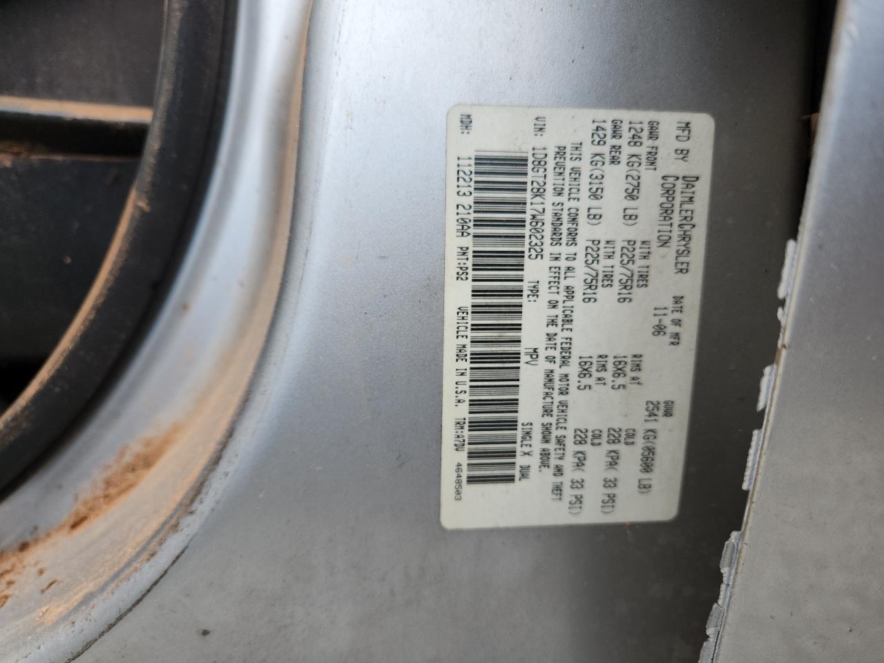 2007 Dodge Nitro Sxt VIN: 1D8GT28K17W602325 Lot: 84557595