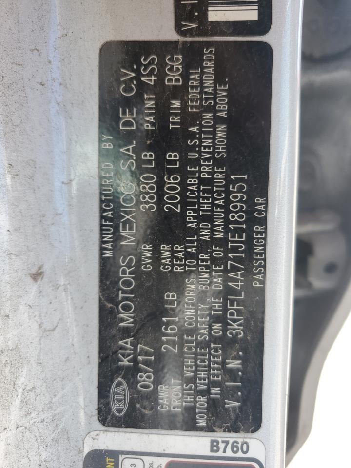 2018 Kia Forte Lx VIN: 3KPFL4A71JE189951 Lot: 81043475