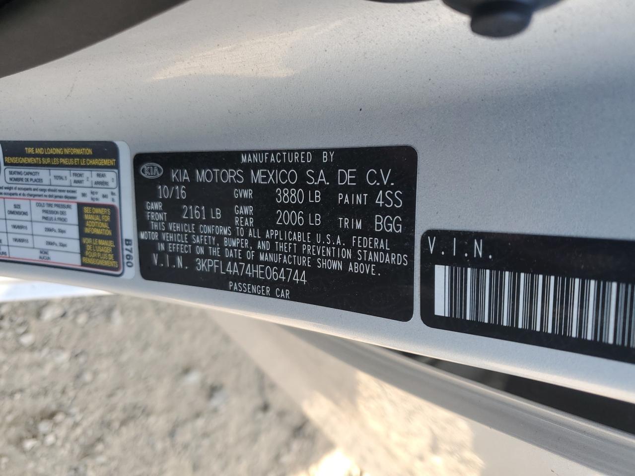2017 Kia Forte Lx VIN: 3KPFL4A74HE064744 Lot: 81907085