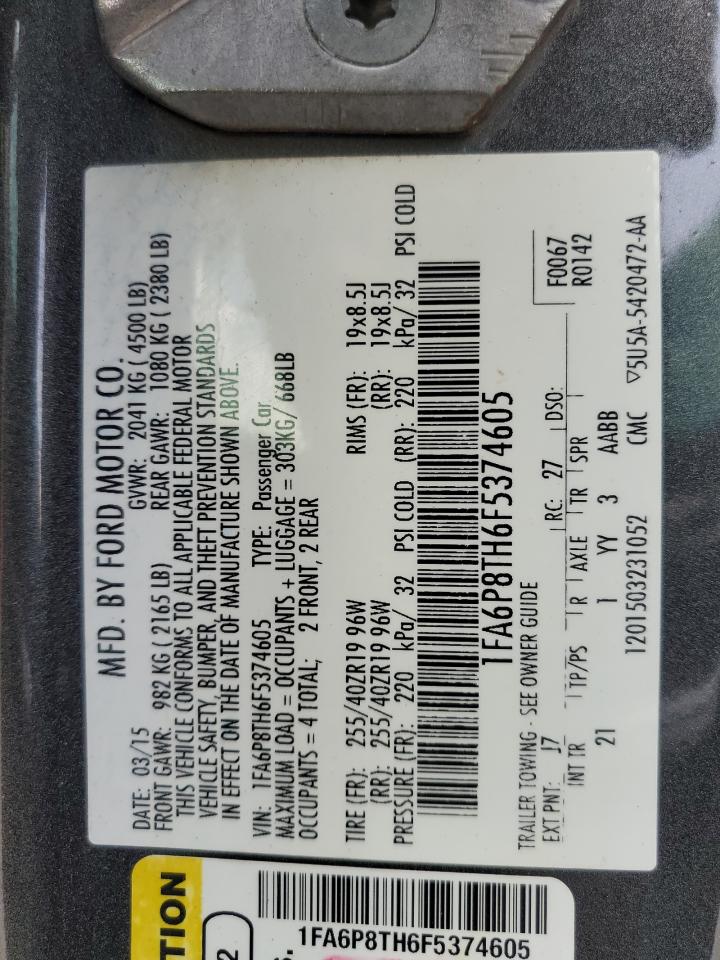 2015 Ford Mustang VIN: 1FA6P8TH6F5374605 Lot: 71420745