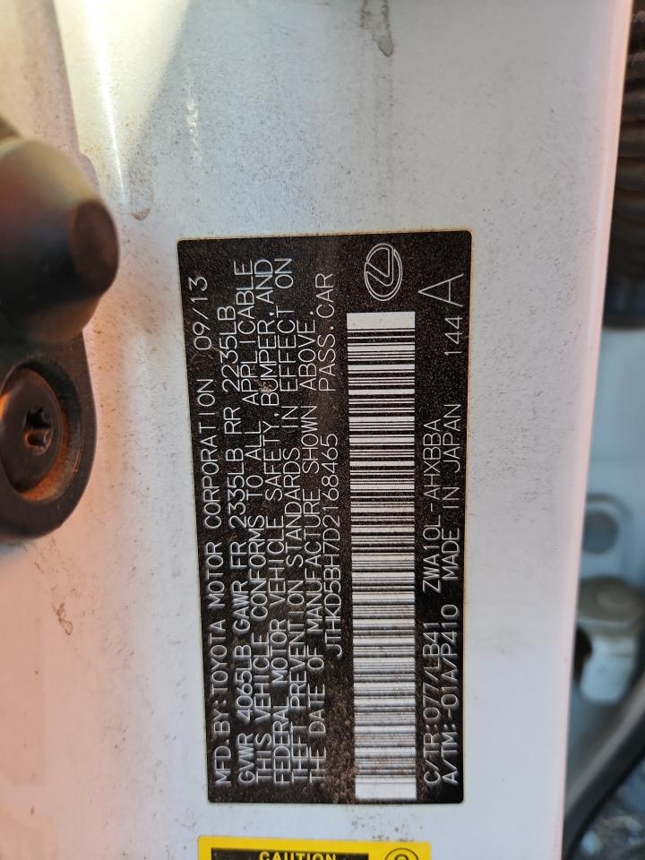 2013 Lexus Ct 200 VIN: JTHKD5BH7D2168465 Lot: 70485655