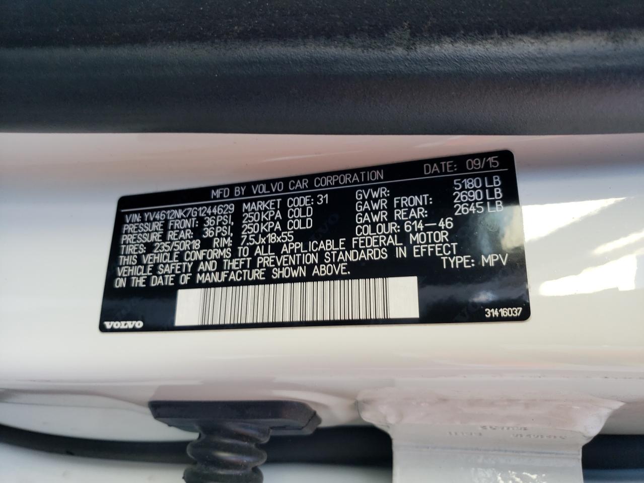 2016 Volvo Xc70 T5 Premier VIN: YV4612NK7G1244629 Lot: 80375895