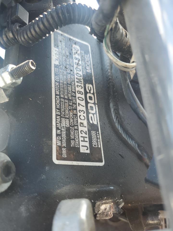 2003 Honda Cbr600 Rr VIN: JH2PC37083M008820 Lot: 80503145