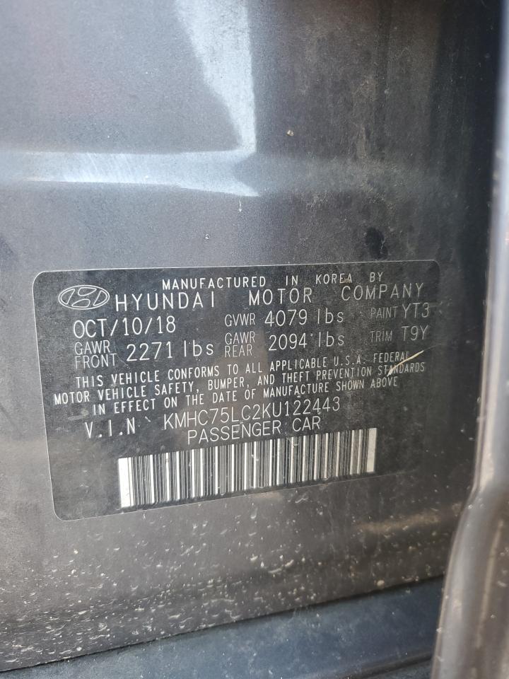 2019 Hyundai Ioniq Sel VIN: KMHC75LC2KU122443 Lot: 81516785