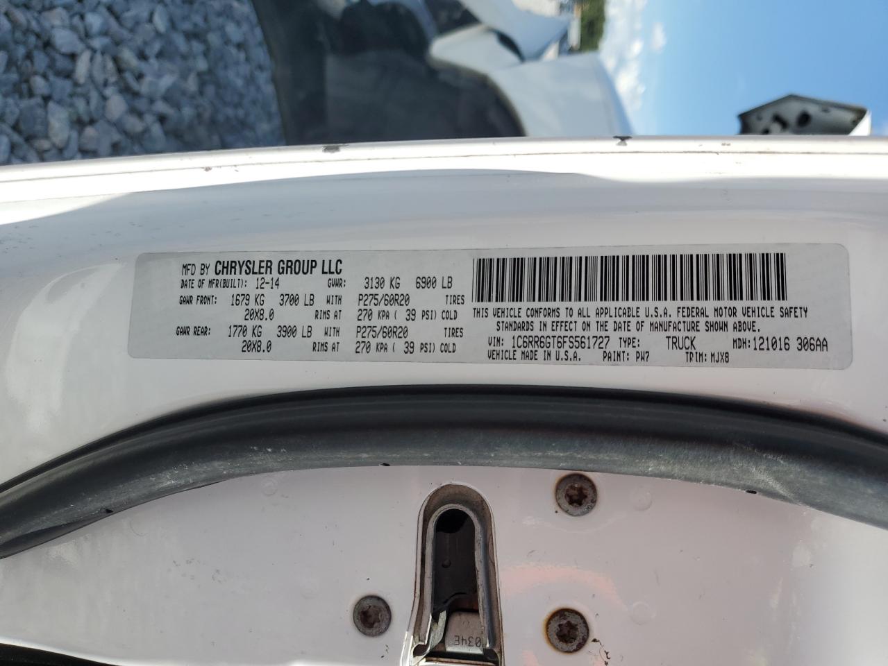 2015 Ram 1500 Slt VIN: 1C6RR6GT6FS561727 Lot: 80791345