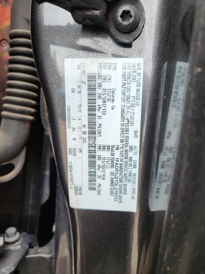 2016 Ford Focus Titanium VIN: 1FADP3J21GL216033 Lot: 81639745