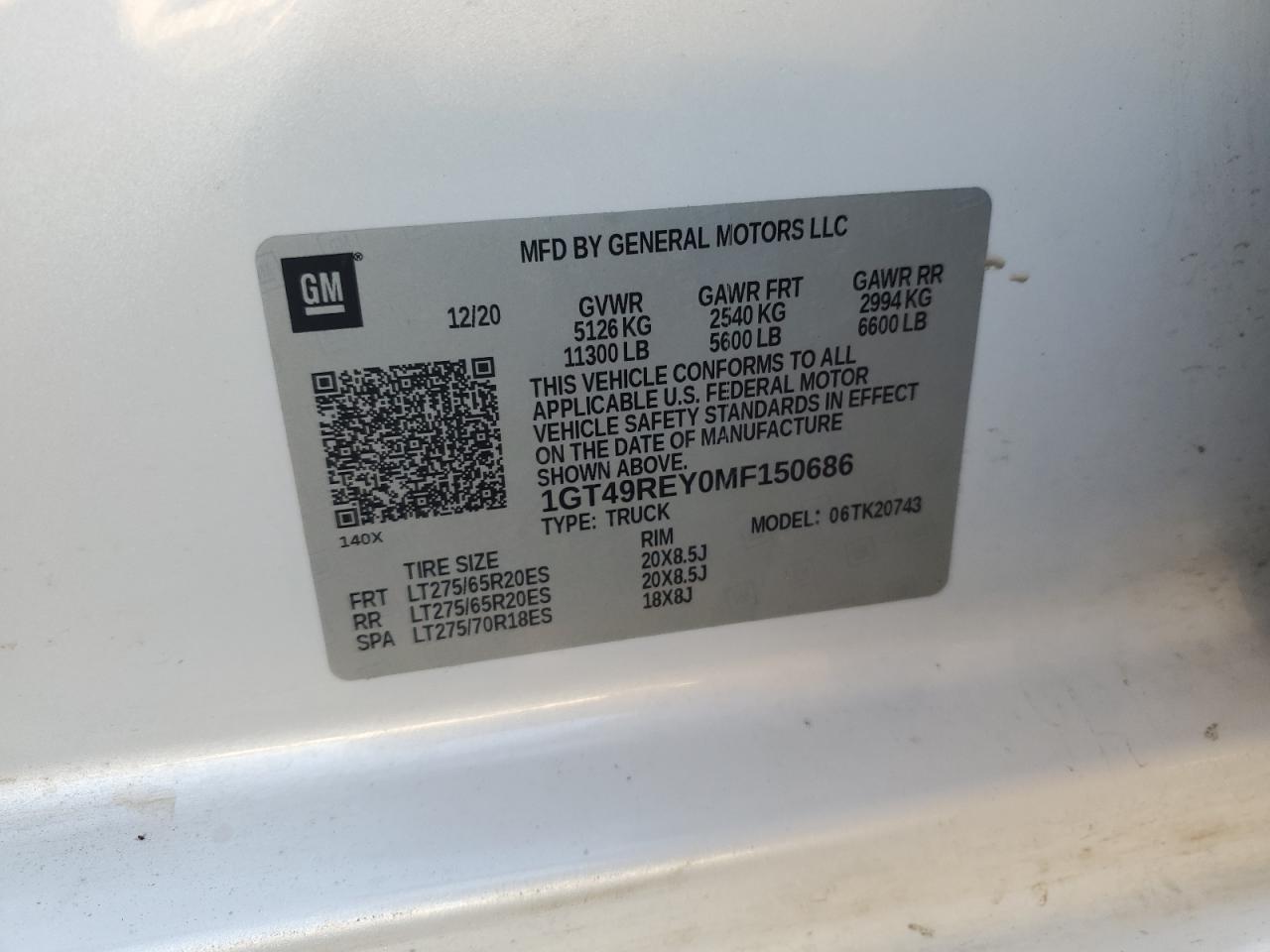 2021 GMC Sierra K2500 Denali VIN: 1GT49REY0MF150686 Lot: 71256525