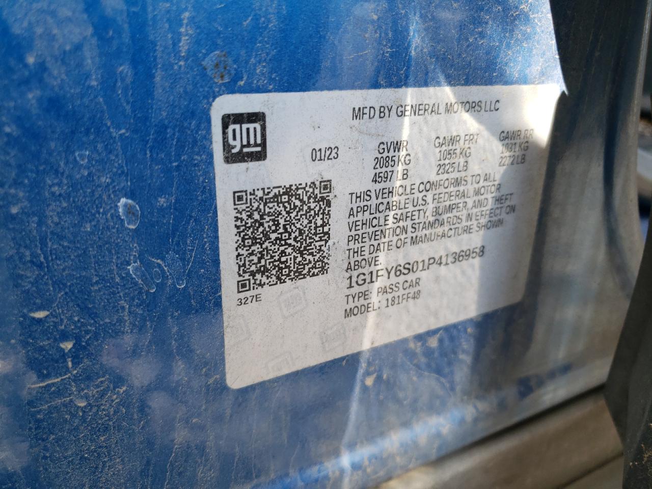 2023 Chevrolet Bolt Euv Lt VIN: 1G1FY6S01P4136958 Lot: 84173215