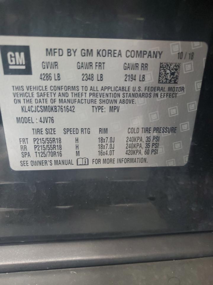 2019 Buick Encore Essence VIN: KL4CJCSM0KB761642 Lot: 81330725