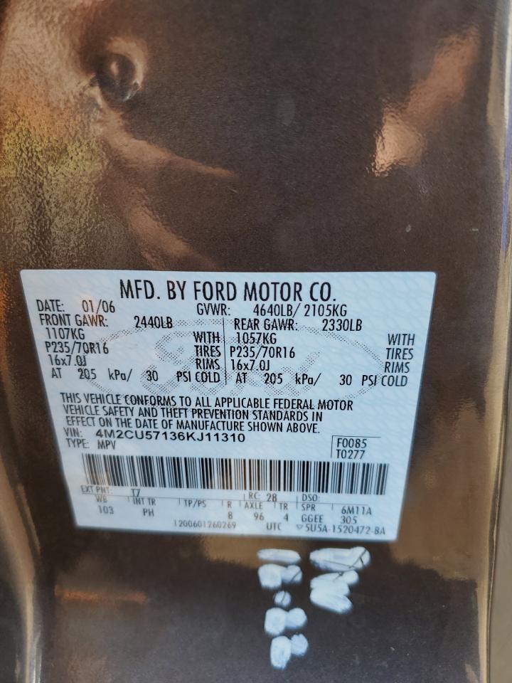 2006 Mercury Mariner VIN: 4M2CU57136KJ11310 Lot: 83775415