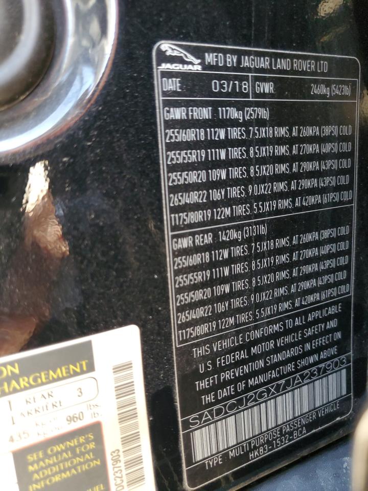 2018 Jaguar F-Pace Premium VIN: SADCJ2GX7JA237903 Lot: 81842785