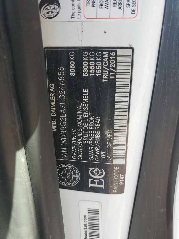 2017 Mercedes-Benz Metris VIN: WD3BG2EA7H3246856 Lot: 84219595