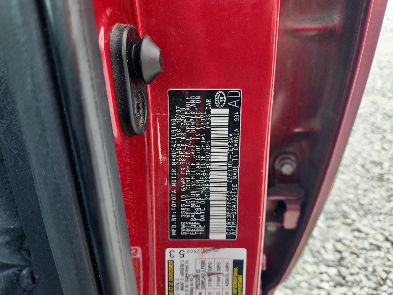 2008 Toyota Corolla Ce VIN: 2T1BR32E18C907995 Lot: 81545775