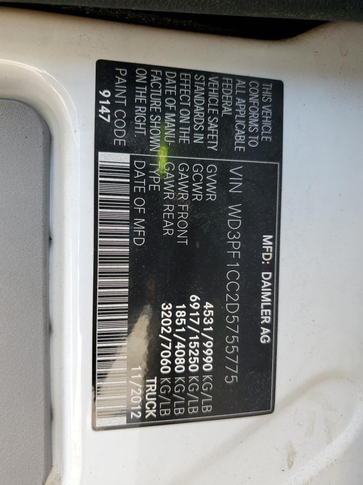 2013 Mercedes-Benz Sprinter 3500 VIN: WD3PF1CC2D5755775 Lot: 80790075