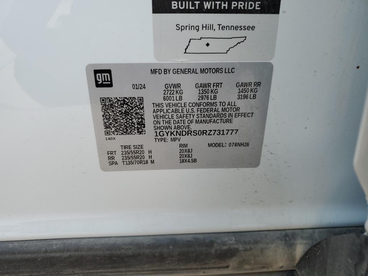 2024 Cadillac Xt5 Premium Luxury VIN: 1GYKNDRS0RZ731777 Lot: 71269965