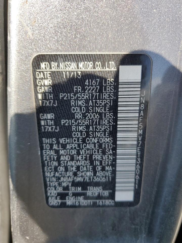 2014 Nissan Juke S VIN: JN8AF5MV7ET360611 Lot: 71316675