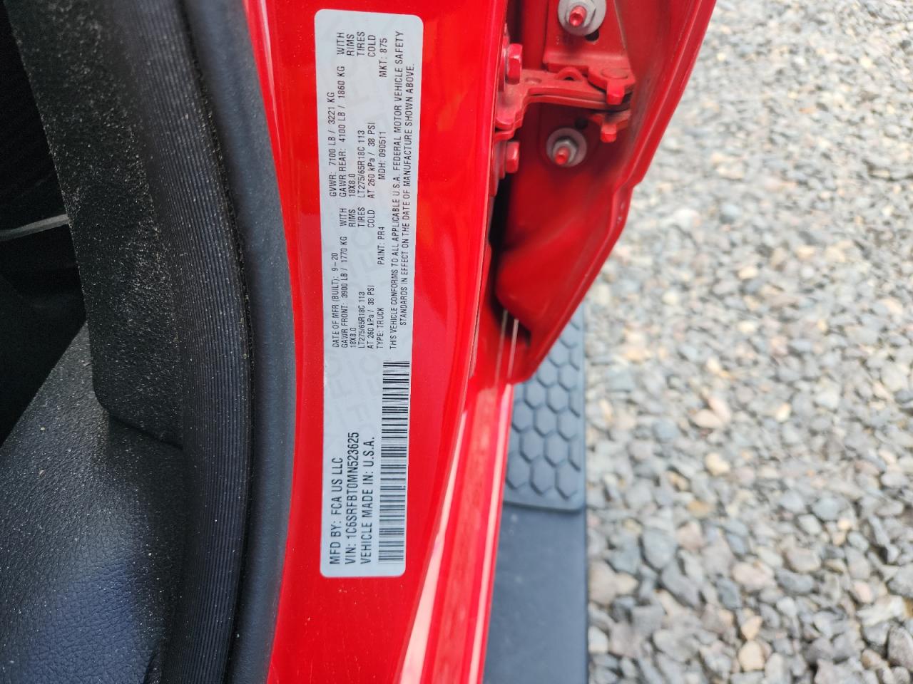 2021 Ram 1500 Big Horn/Lone Star VIN: 1C6SRFBT0MN523625 Lot: 84015535