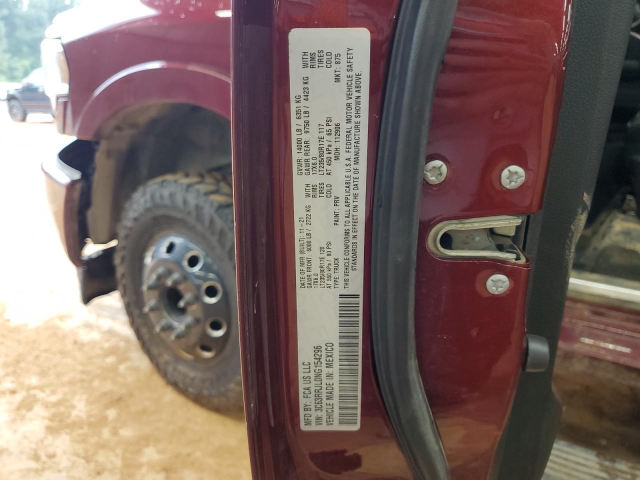 2022 Ram 3500 Laramie VIN: 3C63RRJL0NG154296 Lot: 81245815