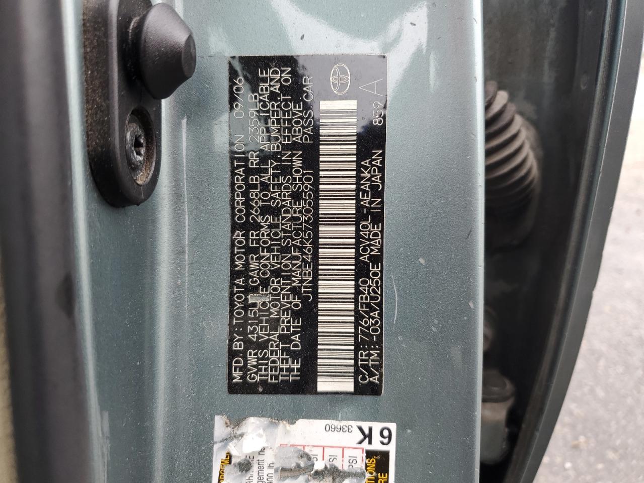 2007 Toyota Camry Ce VIN: JTNBE46K573055901 Lot: 84422145