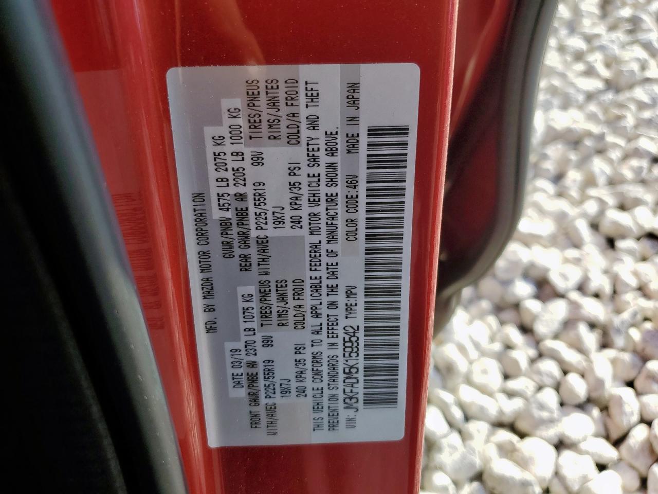 2019 Mazda Cx-5 Grand Touring VIN: JM3KFADM5K1599542 Lot: 81879755