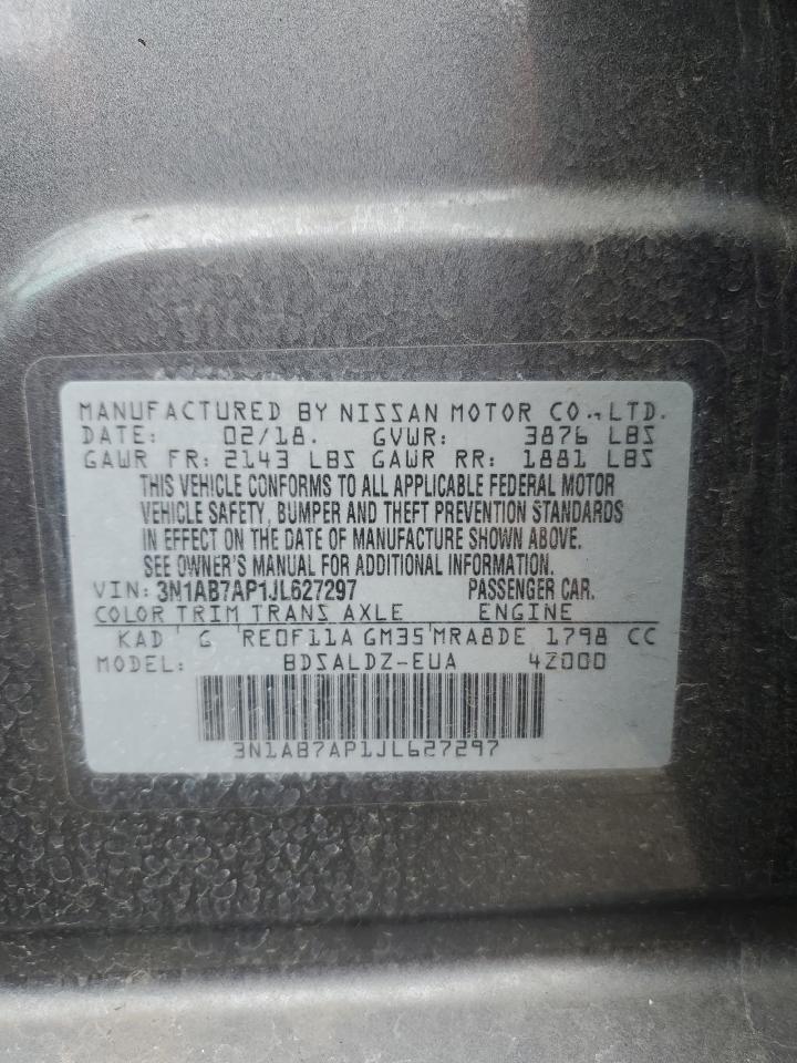 2018 Nissan Sentra S VIN: 3N1AB7AP1JL627297 Lot: 80488285