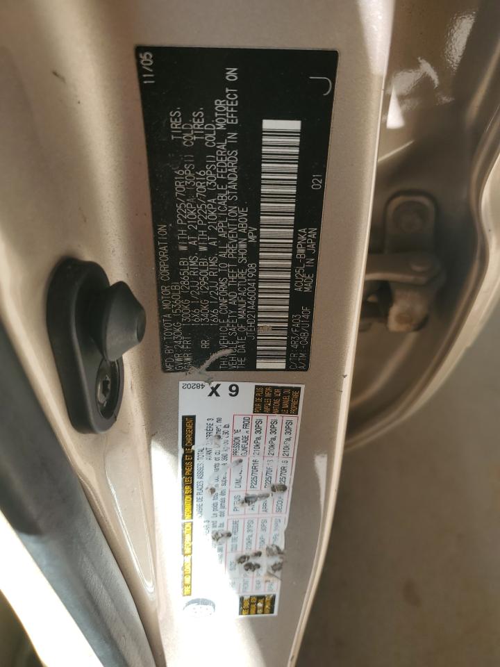 2006 Toyota Highlander VIN: JTEHD21A460041908 Lot: 81367835