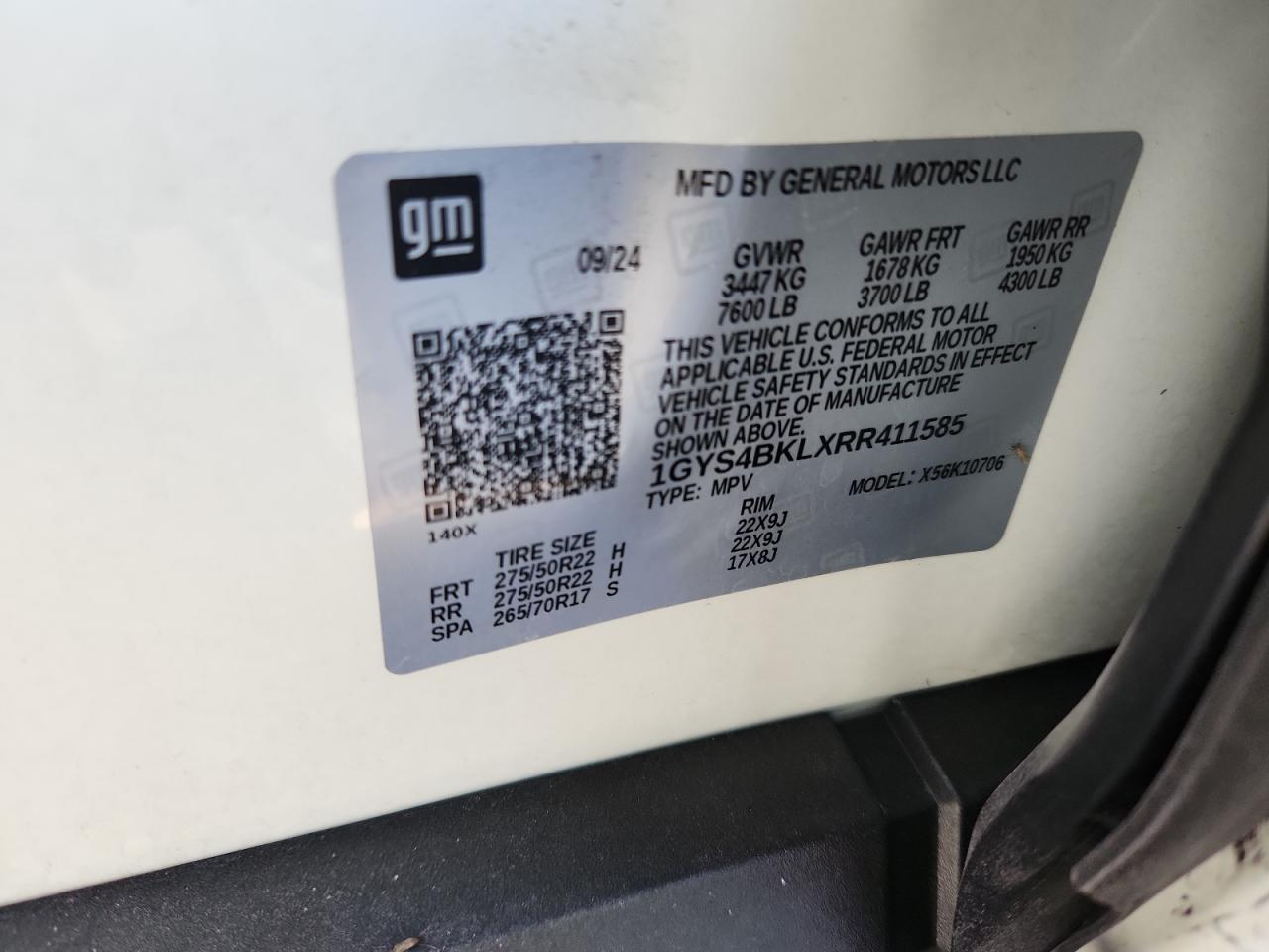 2024 Cadillac Escalade Premium Luxury VIN: 1GYS4BKLXRR411585 Lot: 86469595