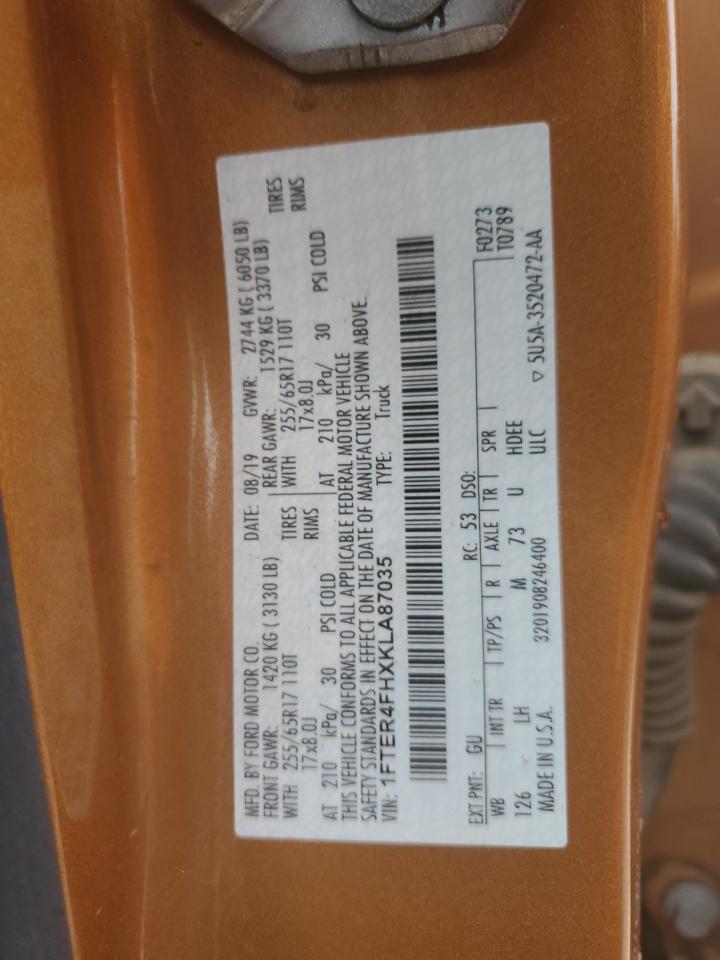 2019 Ford Ranger Xl VIN: 1FTER4FHXKLA87035 Lot: 70292925