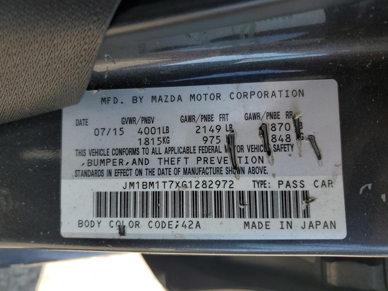 2016 Mazda 3 Sport VIN: JM1BM1T7XG1282972 Lot: 81818515
