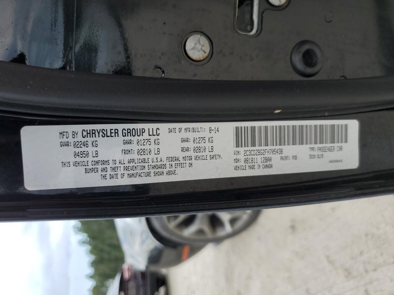 2015 Dodge Challenger Sxt Plus VIN: 2C3CDZBG2FH705438 Lot: 81746825