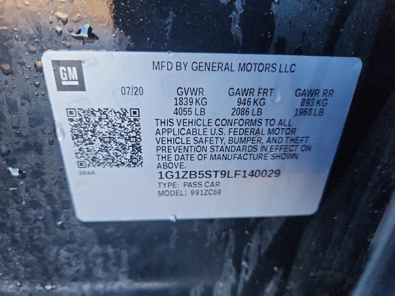 2020 Chevrolet Malibu Ls VIN: 1G1ZB5ST9LF140029 Lot: 84289115