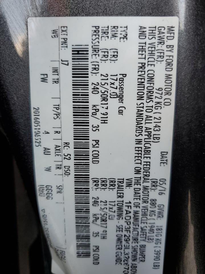 2016 Ford Focus Se VIN: 1FADP3F29GL328670 Lot: 80875965