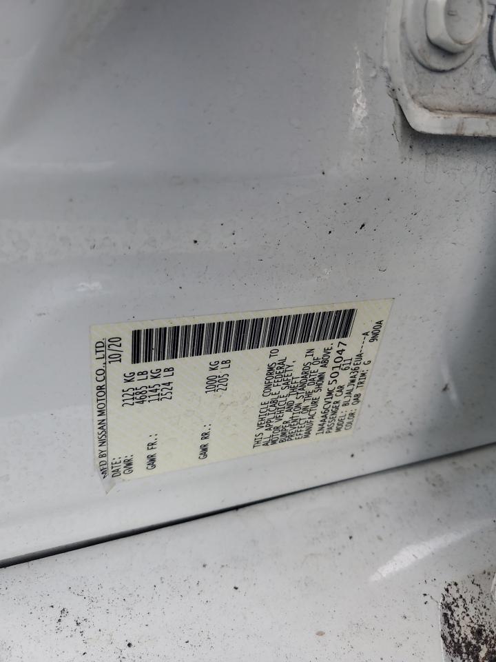 2021 Nissan Maxima Sv VIN: 1N4AA6CV1MC501047 Lot: 71696125