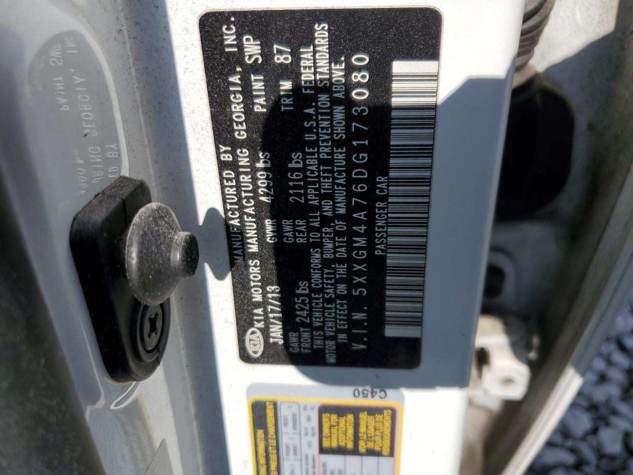 2013 Kia Optima Lx VIN: 5XXGM4A76DG173080 Lot: 71832825