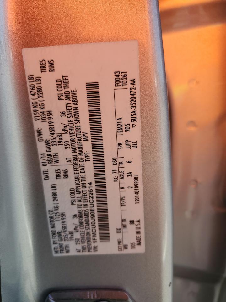 2014 Ford Escape Titanium VIN: 1FMCU0J90EUC22614 Lot: 80730805