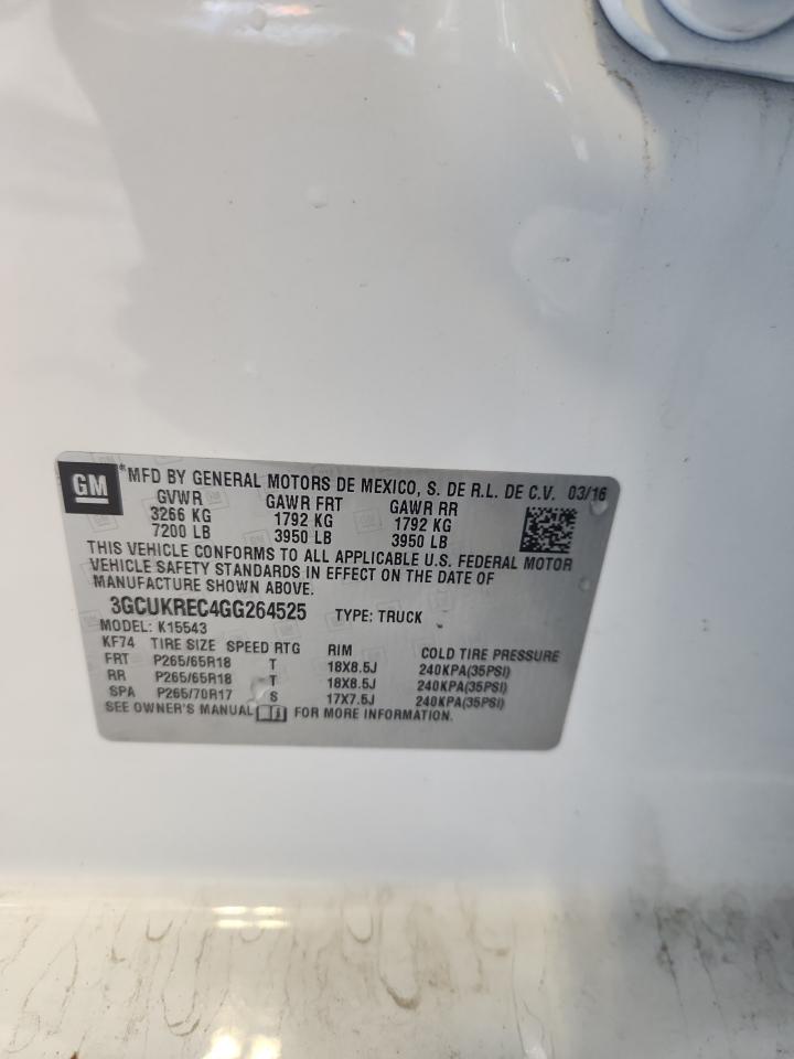 2016 Chevrolet Silverado K1500 Lt VIN: 3GCUKREC4GG264525 Lot: 81023565