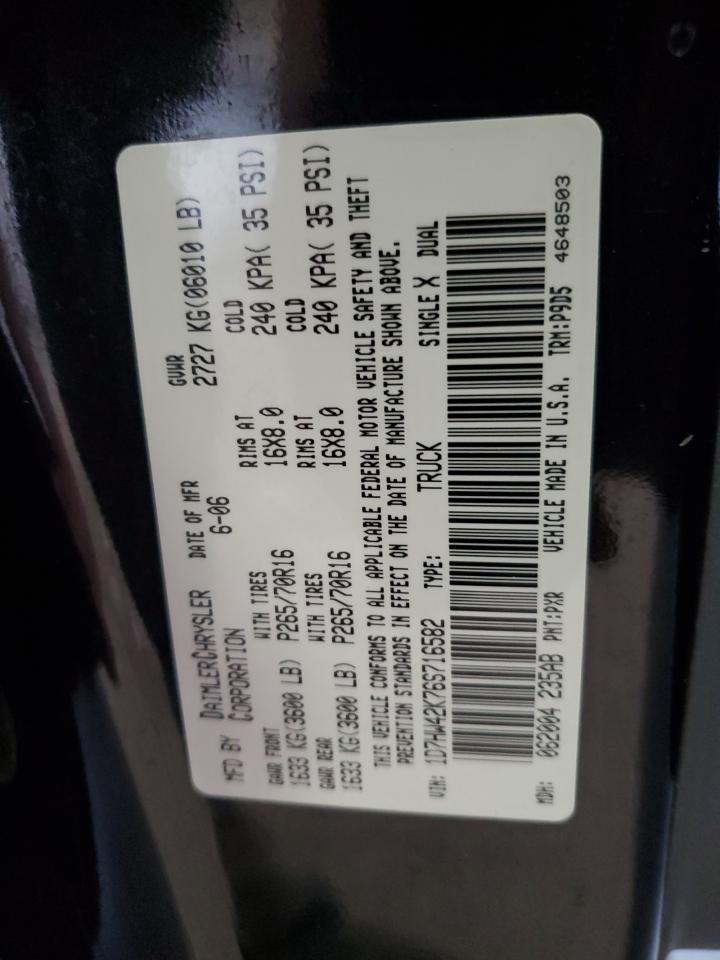 2006 Dodge Dakota Slt VIN: 1D7HW42K76S716582 Lot: 81798855
