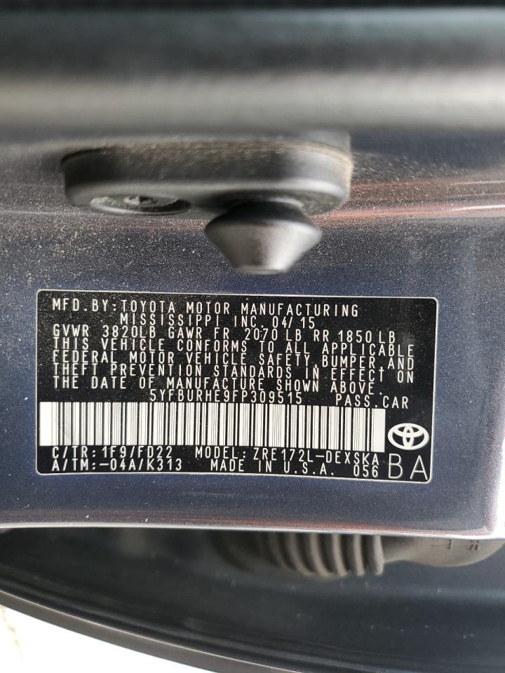 2015 Toyota Corolla L VIN: 5YFBURHE9FP309515 Lot: 80223135