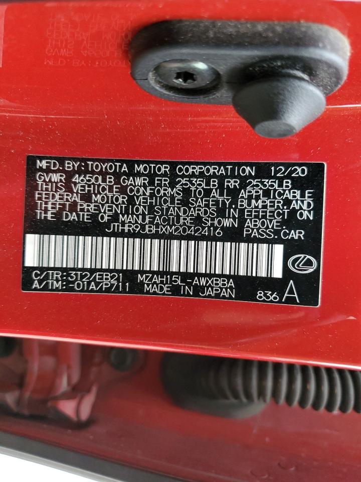 2021 Lexus Ux 250H VIN: JTHR9JBHXM2042416 Lot: 84425925