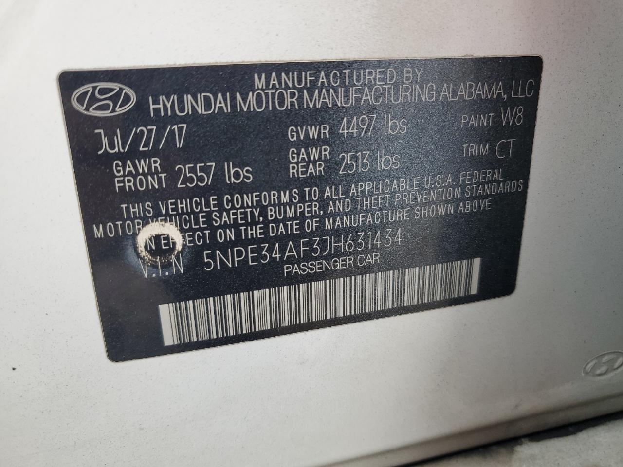 2018 Hyundai Sonata Sport VIN: 5NPE34AF3JH631434 Lot: 82162785