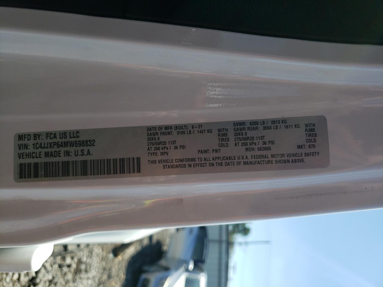 2021 Jeep Wrangler Unlimited Sahara 4Xe VIN: 1C4JJXP64MW698832 Lot: 80898685