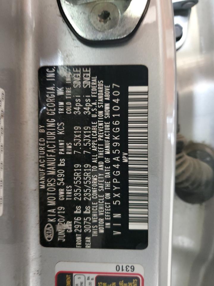 2019 Kia Sorento Lx VIN: 5XYPG4A59KG610407 Lot: 80353605
