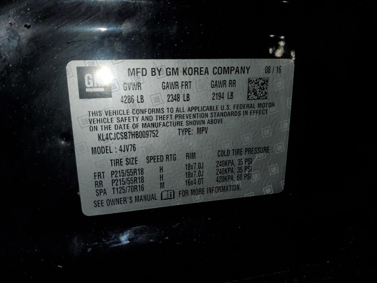 2017 Buick Encore Essence VIN: KL4CJCSB7HB009752 Lot: 81747135