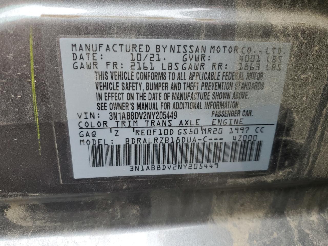 2022 Nissan Sentra Sr VIN: 3N1AB8DV2NY205449 Lot: 84649345