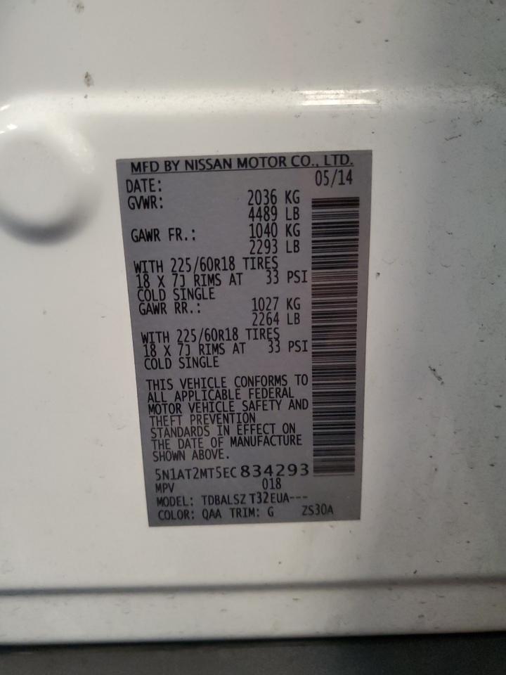 2014 Nissan Rogue S VIN: 5N1AT2MT5EC834293 Lot: 71085135