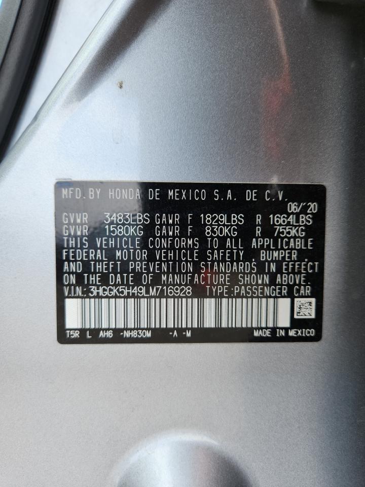 2020 Honda Fit Lx VIN: 3HGGK5H49LM716928 Lot: 71555045